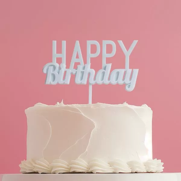 Cake and Candle Bubblegum Layered Happy Birthday Cake Topper