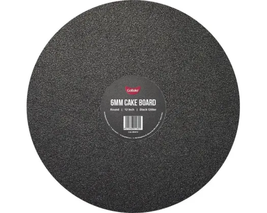 GoBake 12 Inch 6mm Round Black Glitter Masonite Board GoBake 12 Inch 6mm Round Black Glitter Masonite Board