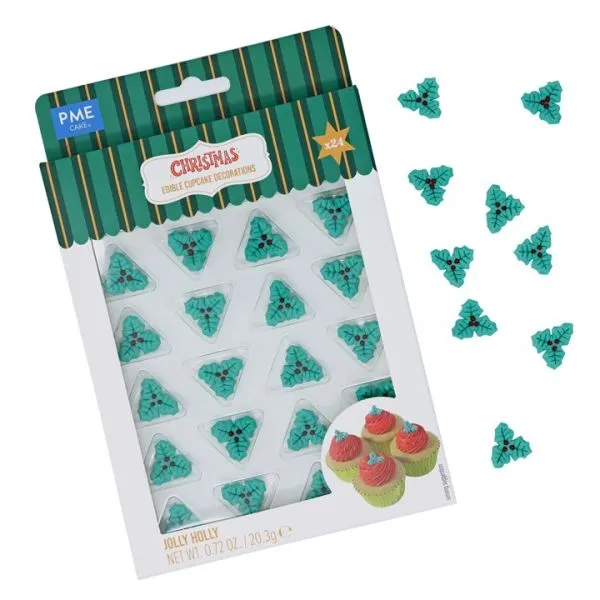 PME Christmas Edible Sugar Decorations - Jolly Holly PME Christmas Edible Sugar Decorations - Jolly Holly