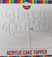 GoBake White Happy Birthday Topper