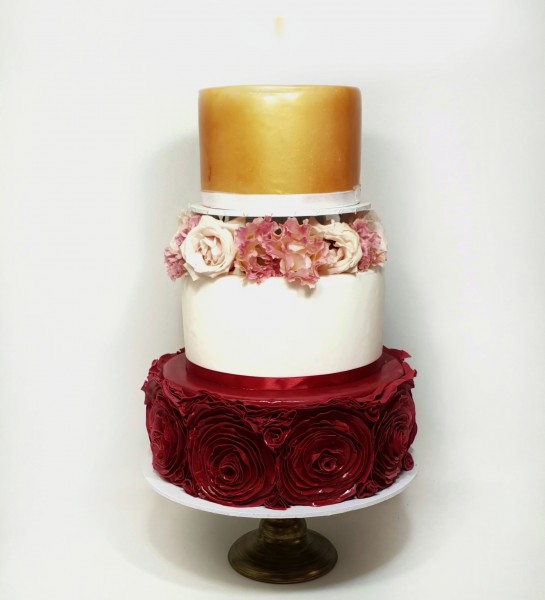Two Tier Burgundy Wedding Cake - CakeCentral.com