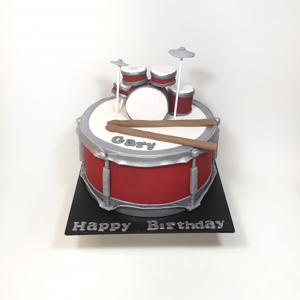 Drum Set Birthday Cake Sculpted in 3D with Fondant and Rice Cereal Treats  in Denver - The Makery Cake Co